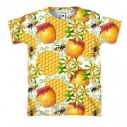 3D футболка Пчелы с цветами и медом