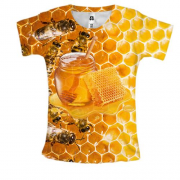 Женская 3D футболка с пчелами и медом (2)
