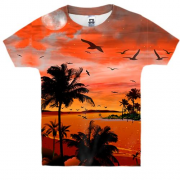 Дитяча 3D футболка з тропічним захід сонця