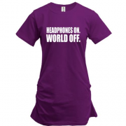 Подовжена футболка Headphones On - World Off
