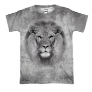 3D футболка Лев на сером фоне
