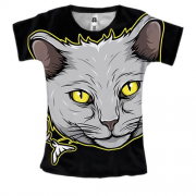 Женская 3D футболка с котом и рыбками