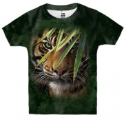 Детская 3D футболка Тигр в зелени