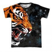 3D футболка Амурский тигр со снежинками