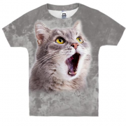 Детская 3D футболка с удивленным котом