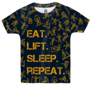Дитяча 3D футболка Eat Lift Sleep Repeat