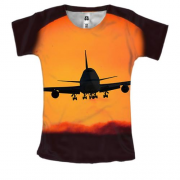 Женская 3D футболка с садящимся самолетом