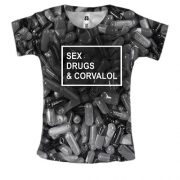 Жіноча 3D футболка Sex Drugs Corvalol