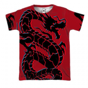 3D футболка с черным драконом