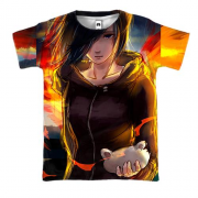 3D футболка Anime girl sunset
