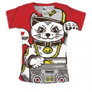 Женская 3D футболка Hip hop cat