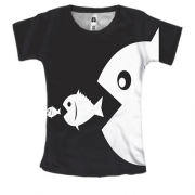 Жіноча 3D футболка з харчової ланцюгом риб