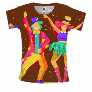Женская 3D футболка с танцующими людьми