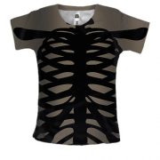 Женская 3D футболка с черным скелетом
