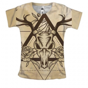Женская 3D футболка с оленем и треугольником