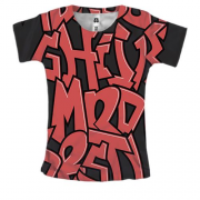 Женская 3D футболка с красным граффити