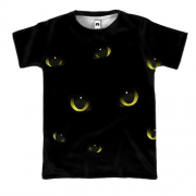 3D футболка з котячими очима в темряві