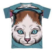 3D футболка з котом з блакитними очима