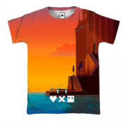 3D футболка Любовь смерть и роботы Морской пейзаж