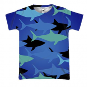 3D футболка з силуетами риб