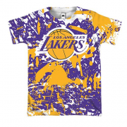 3D футболка Lakers фирменные цвета брызги красок