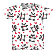 3D футболка Панда та серця