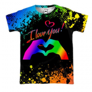 3D футболка I love you rainbow