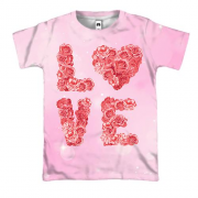 3D футболка Love троянди