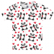 Дитяча 3D футболка Панда та серця