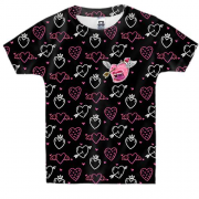 Детская 3D футболка Love and hearts pattern 4