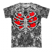 3D футболка Сердца скелет