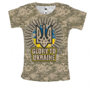 Жіноча 3D футболка Glory to Ukraine (камо)