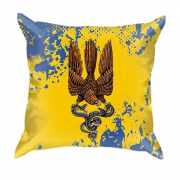 3D подушка с соколом-гербом Украины (желто-синяя)