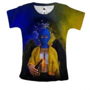 Жіноча 3D футболка стилізований ангел з коктейлем молотова