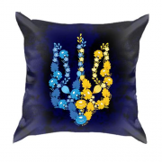 3D подушка з гербом України із жовто-блакитних квітів