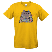 Футболка с Пушин котом в гирляндах