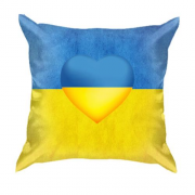 3D подушка з жовто-синім серцем