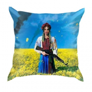 3D подушка Украинка с винтовкой - Хай живе вільна Україна
