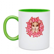 Чашка с крысой в цветах