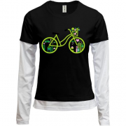Комбінований лонгслів з зеленим велосипедом