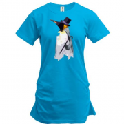 Подовжена футболка з пінгвіном джентльменом