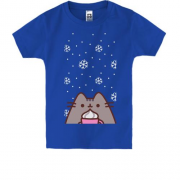 Детская футболка с Пушин котом и снегом