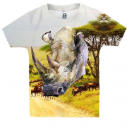 Детская 3D футболка с носорогом
