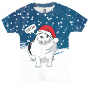 Дитяча 3D футболка Новорічний кіт Бендер (мем)