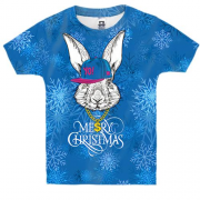 Дитяча 3D футболка Кролик у кепці Merry Christmas