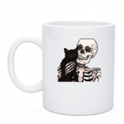 Чашка зі скелетом і котом