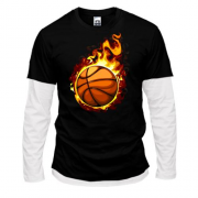 Комбинированный лонгслив с горящим баскетбольным мячом 2