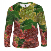 Мужской 3D лонгслив с  зеленым и красным виноградом