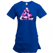 Подовжена футболка з нескінченним трикутником в квітах