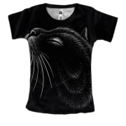Жіноча 3D футболка з контурним милим котом